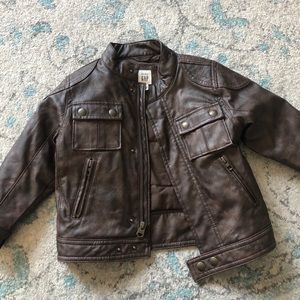 Baby Gap brown leather moto jacket 2T